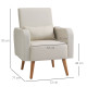 Accent Chair, Linen-Touch Armchair, Upholstered Leisure Lounge Sofa for Living Room, Club Chair with Wooden Frame, Cream