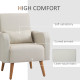 Accent Chair, Linen-Touch Armchair, Upholstered Leisure Lounge Sofa for Living Room, Club Chair with Wooden Frame, Cream