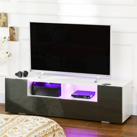 16 LED Light TV Stand, with Storage - High Gloss Grey