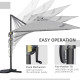 Outsunny 2.7 x 2.7 m Cantilever Parasol, Square Overhanging Umbrella with Cross Base, Crank Handle, Tilt, 360° Rotation and Alum