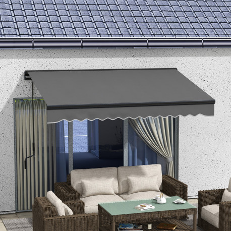 Outsunny 3 x 2m Aluminium Frame Electric Awning, with Remote - Dark Grey