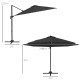 Outsunny 3(m) Adjustable Cantilever Parasol with Base, Solar LED Lights, Dark Grey