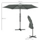 Outsunny 3m Cantilever Parasol with Easy Lever, Patio Umbrella with Crank Handle, Cross Base and 6 Metal Ribs, Outdoor Sun Shade