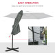 Outsunny 3m Cantilever Parasol with Easy Lever, Patio Umbrella with Crank Handle, Cross Base and 6 Metal Ribs, Outdoor Sun Shade