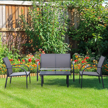 Outsunny Four-Piece Minimal Garden Patio Set - Grey