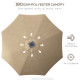 Outsunny 3m Parasol, with Solar-Powered LED Lights - Khaki