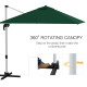 Outsunny Square Cantilever Garden Parasol, with Five-Position Canopy - Green