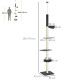 PawHut 240-270cm Floor-To-Ceiling Cat Tree, 5 Tier Cat Climbing Tower, with Bed, Hammock, Platforms, Black and Cream