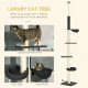 PawHut 240-270cm Floor-To-Ceiling Cat Tree, 5 Tier Cat Climbing Tower, with Bed, Hammock, Platforms, Black and Cream