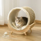 PawHut Raised Cat House, with Scratcher - Beige