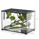 PawHut Glass Reptile Terrarium with Decor Kit, Breeding Tank with Thermometer for Small Animals, 50 x 30 x 35cm, Heated - Black