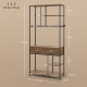 Seven-Shelf Industrial Display Shelf, with Drawers - Brown/Black