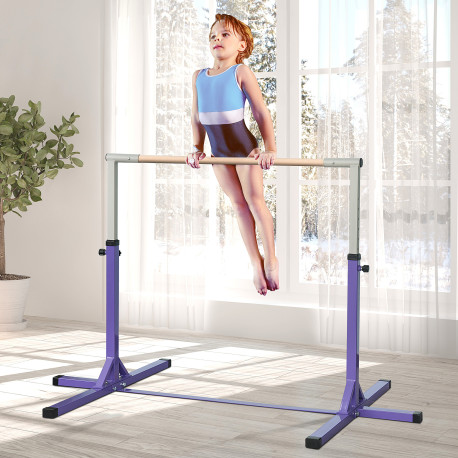 Steel Frame Adjustable Horizonal Gymnastics Bar For Kids Home Gym Training Purple