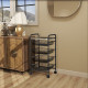 Storage Trolley on Wheels, Rolling Utility Serving Cart with 4 Mesh Trays for Living Room, Kitchen, Black