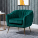 Velvet Tub chair, Luxury Accent Chair with Golden Metal Leg, Comfy Upholstered Armchair with Thick Padded Seat for Living Room, 