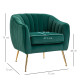 Velvet Tub chair, Luxury Accent Chair with Golden Metal Leg, Comfy Upholstered Armchair with Thick Padded Seat for Living Room, 