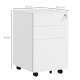 Vinsetto 3-Drawer Vertical Filing Cabinet with Pencil Tray, Lock and 5 Wheels, Steel Mobile File Cabinet, for A4, Legal and Lett