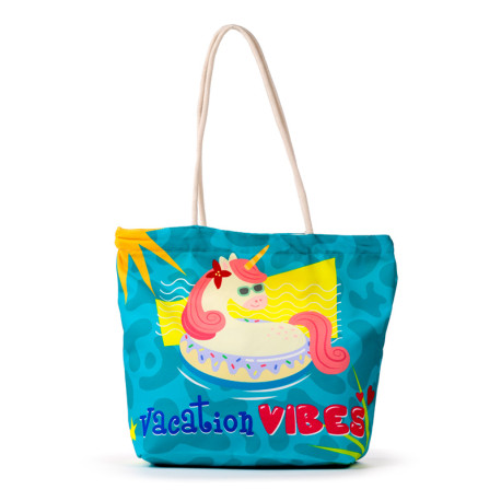 Canvas Beach Bag - Vacation Vibes Unicorn