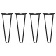 4 x 14&quot; Hairpin Legs - 2 Prong - 10mm - Black