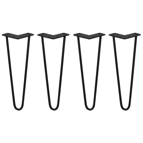 4 x 14" Hairpin Legs - 2 Prong - 10mm - Black