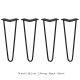 4 x 14&quot; Hairpin Legs - 2 Prong - 10mm - Black