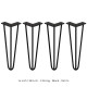 4 x 14&quot; Hairpin Legs - 3 Prong - 10mm - Black