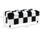 114 x 47 x 47cm Velvet Storage Ottoman, Button-tufted Footstool Box, Toy Chest with Lid for Living Room, Bedroom, White and Blac