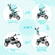 6 in 1 Kids Trike Push Bike w/ Push Handle, Canopy, 5-point Safety Belt, Storage, Footrest, Brake, for 1-5 Years, Green