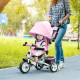 6 in 1 Kids Trike Push Bike w/ Push Handle, Canopy, 5-point Safety Belt, Storage, Footrest, Brake, for 1-5 Years, Pink