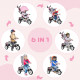 6 in 1 Kids Trike Push Bike w/ Push Handle, Canopy, 5-point Safety Belt, Storage, Footrest, Brake, for 1-5 Years, Pink