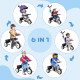 6 in 1 Kids Trike Push Bike w/ Push Handle, Canopy, 5-point Safety Belt, Storage, Footrest, Brake, for 1-5 Years, Purple