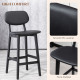 Set of Two Wooden Classic Bar Stools, with Faux Leather Seats - Black