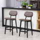 Bar Stools Set of 2, Contemporary Breakfast Bar Chairs, Faux Leather Upholstered Kitchen Stools with Backs and  Solid Wood Legs,