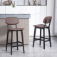 Bar Stools Set of 2, Contemporary Breakfast Bar Chairs, Faux Leather Upholstered Kitchen Stools with Backs and  Solid Wood Legs,