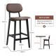 Bar Stools Set of 2, Contemporary Breakfast Bar Chairs, Faux Leather Upholstered Kitchen Stools with Backs and  Solid Wood Legs,