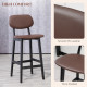 Bar Stools Set of 2, Contemporary Breakfast Bar Chairs, Faux Leather Upholstered Kitchen Stools with Backs and  Solid Wood Legs,