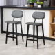 Bar Stools Set of 2, Contemporary Breakfast Bar Chairs, Faux Leather Upholstered Kitchen Stools with Backs and  Solid Wood Legs,