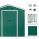 Outsunny 6.5ft x 3.5ft Metal Garden Storage Shed for Outdoor Tool Storage with Double Sliding Doors and 4 Vents, Green