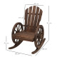 Outsunny Wooden Adirondack  Rocking Chair Reclining Armchair Outdoor Garden Furniture Patio Porch Rocker - Carbonized Wood Colou