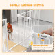 PawHut 2 in 1 8 Panels Dog Pen, Safety Gate, with Lockable Door, for Medium Dogs - White