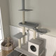 PawHut 2-in-1 Floor-To-Ceiling Cat Tree with Hidden Litter Box, for Indoor Use - Grey