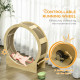 PawHut Cat Wheel with Brake, Scratching Pads - Oak Tone