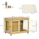 PawHut Dog Crate Furniture, Dog Cage End Table. with Soft Cushion, Double Door - Oak Tone