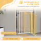 PawHut Extra Tall Pet Gate, Indoor Dog Safety Gate, with Cat Flap, Auto Close, 74-80cm Wide - White