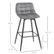 Set of 2 Bar Stools Velvet-Touch Dining Chairs Kitchen Counter Chairs    Fabric Upholstered seat with Metal Legs, Backrest, Grey