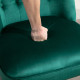 Velvet-Feel Wingback Accent Chair, with Wooden Legs - Green