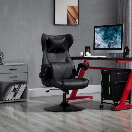 Vinsetto Video Game Chair with Lumbar Support, Racing Style Home Office Chair, Computer Chair with Swivel Base, Flip-up Armrest 