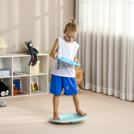 ZONEKIZ Two-In-One Balance Board, Kids Wobble Board with Ball - Blue