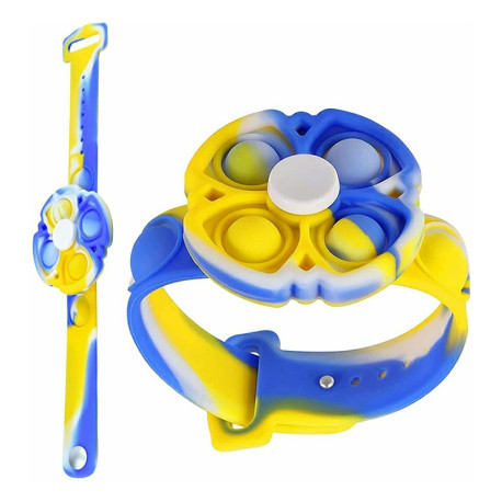 Push Pop Bubble Bracelet Fidget Bracelet Rotating Stress Relief Wristband Gifts - Yellow and Blue Flowing Color