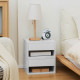 2 Pieces Bedside Table Wall Mounted Nightstand with Drawer and Shelf for Bedroom, 37 x 32 x 21cm, High Gloss White